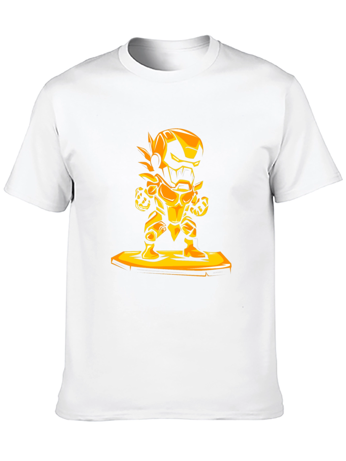 Heroic Gold Robot Graphic Black T-Shirt