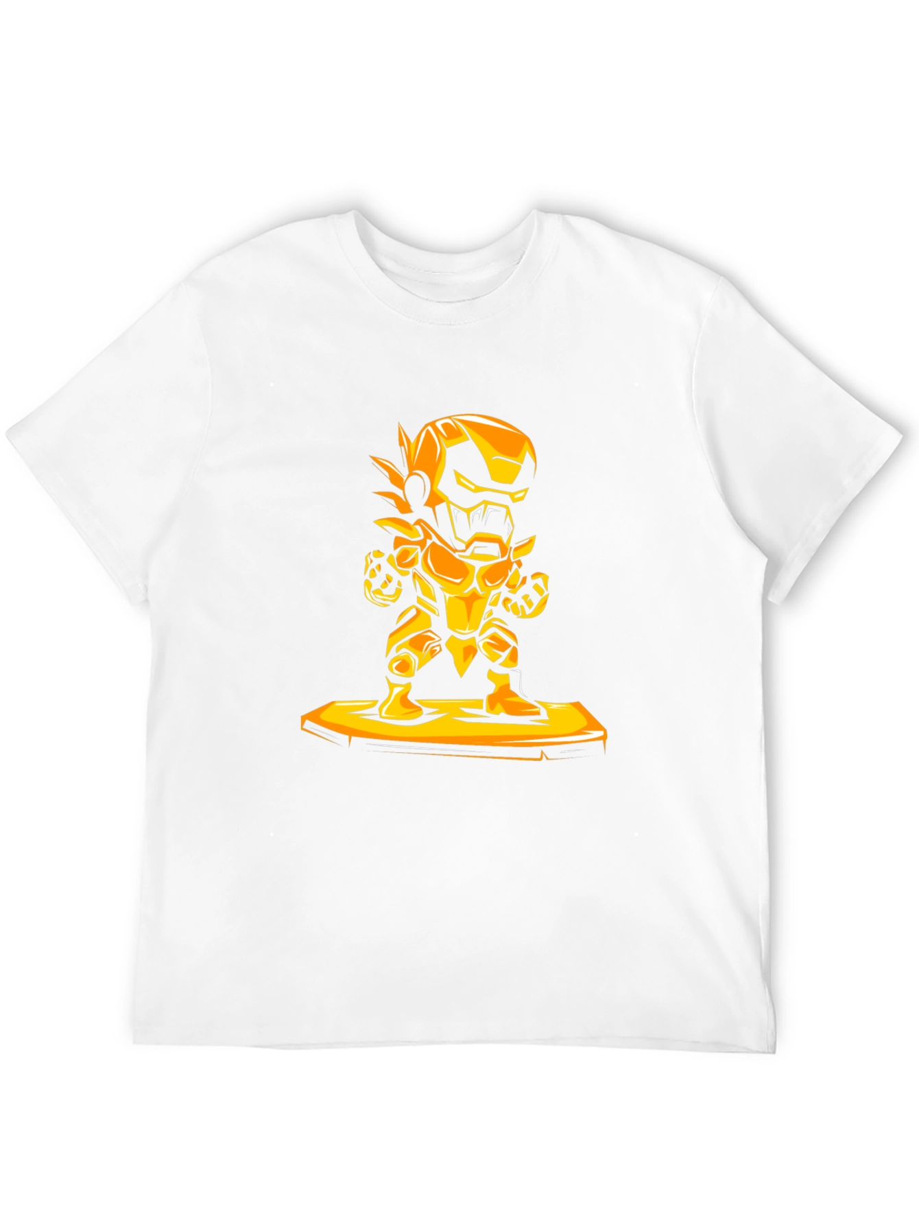 Heroic Gold Robot Graphic Black T-Shirt