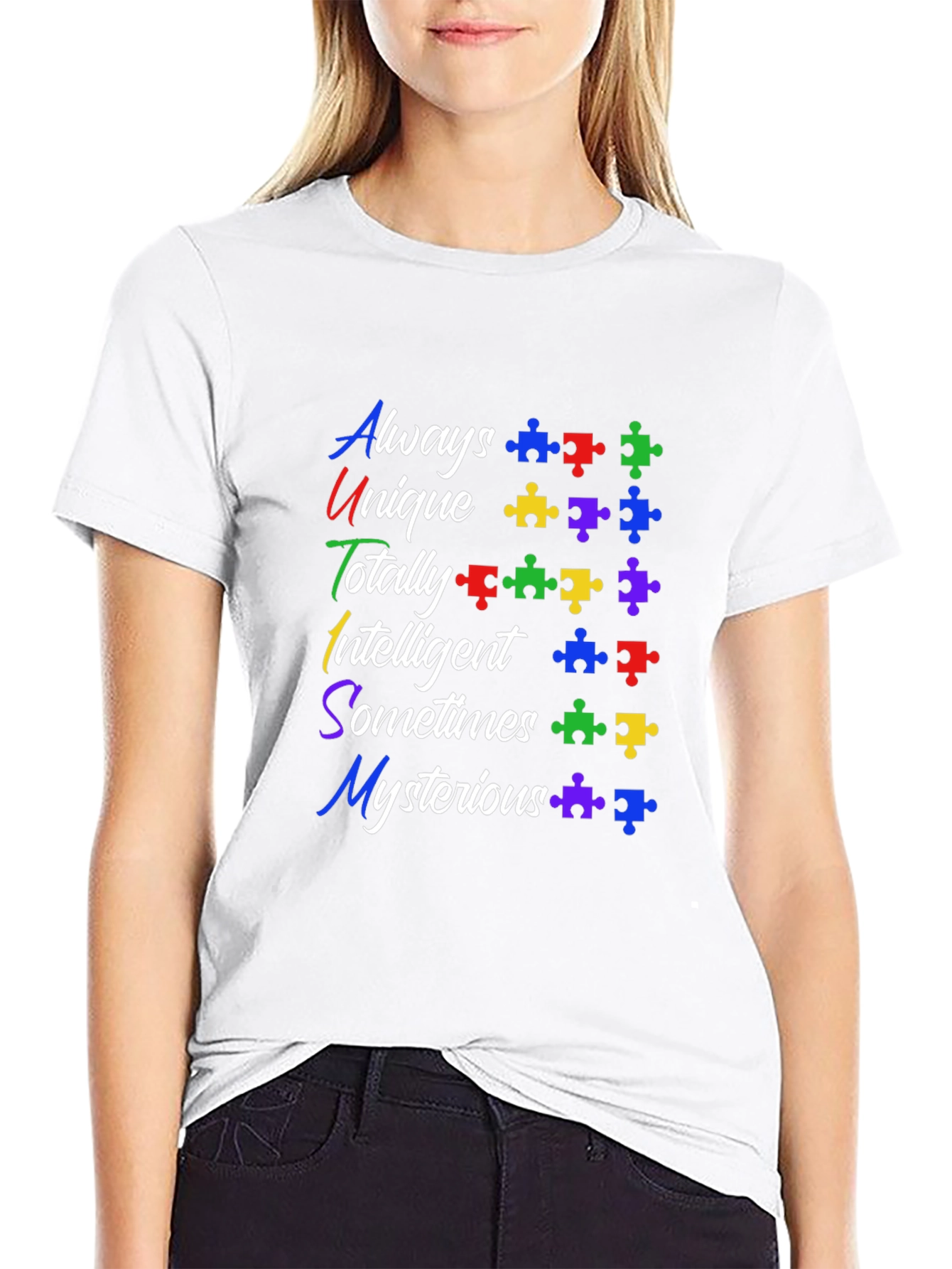 Autism Awareness T-Shirt: Always Unique Puzzle Piece Design