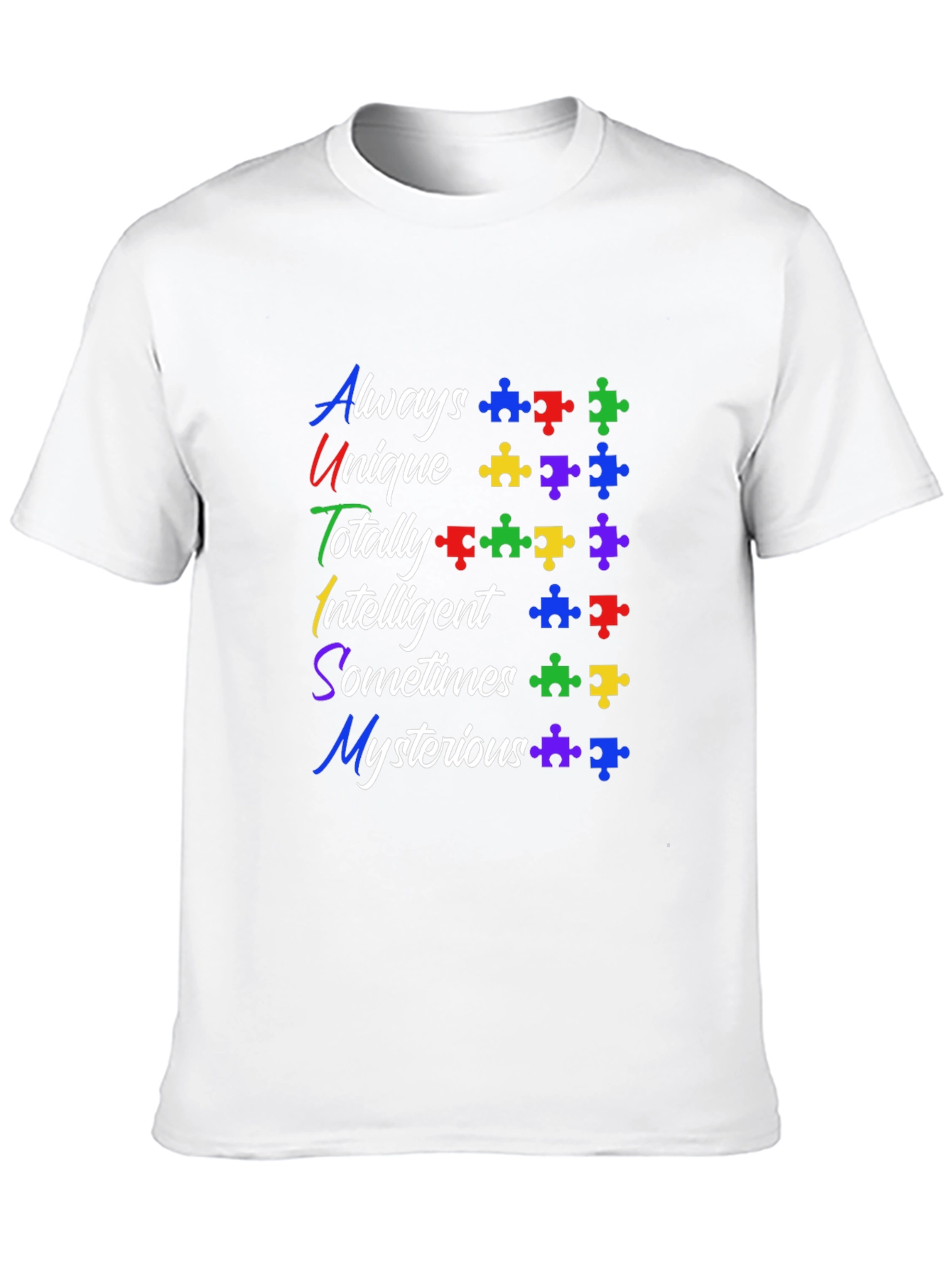 Autism Awareness T-Shirt: Always Unique Puzzle Piece Design