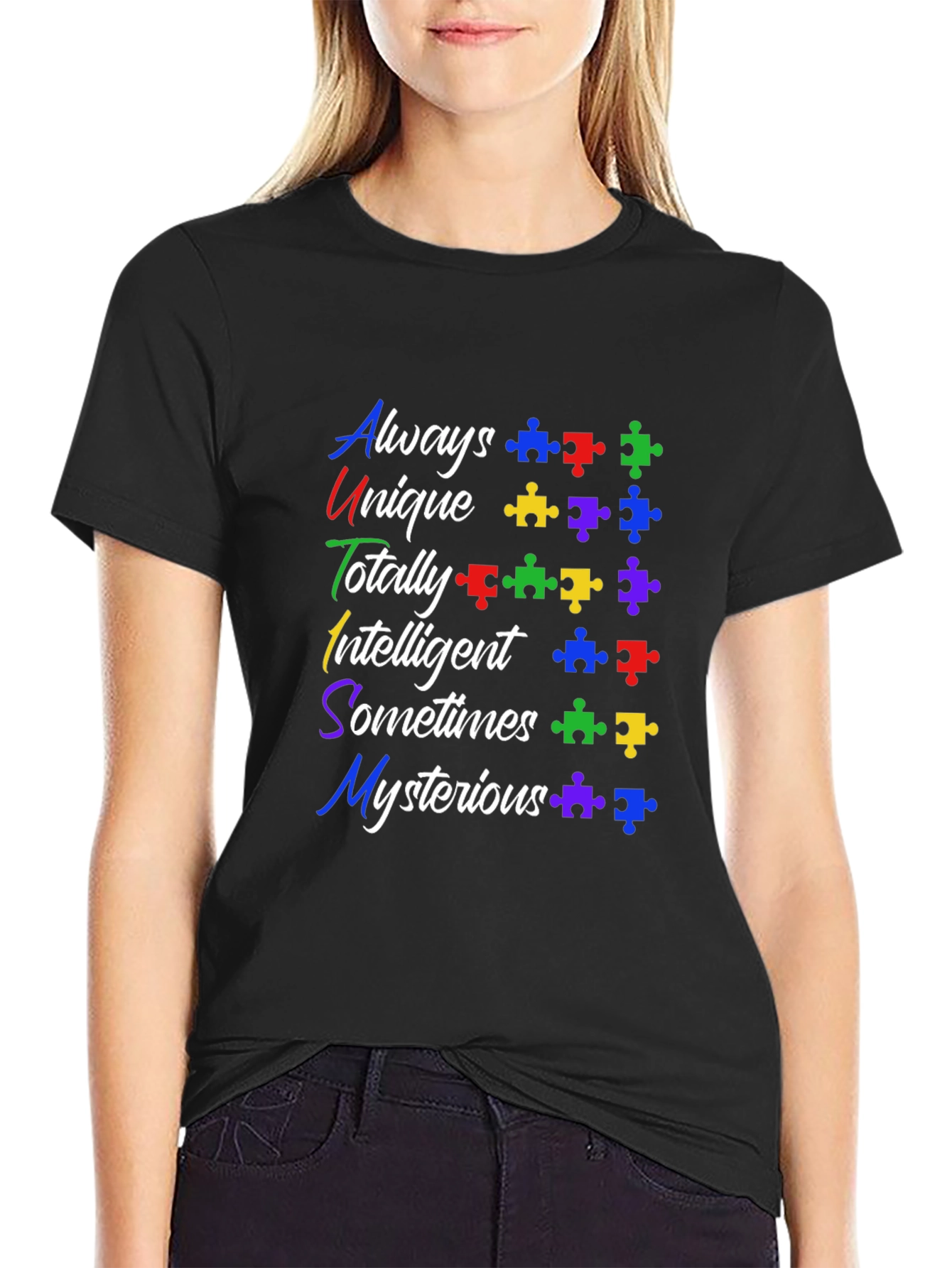Autism Awareness T-Shirt: Always Unique Puzzle Piece Design