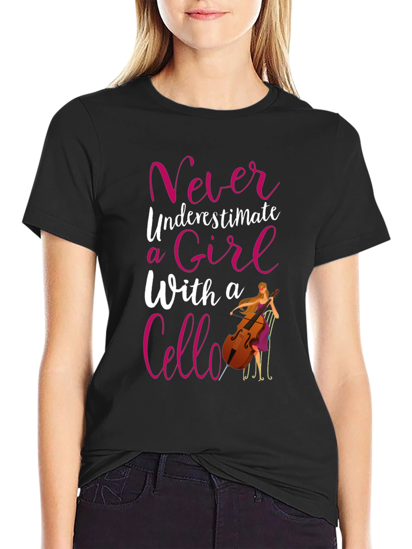 Never Underestimate a Girl Cello T-Shirt