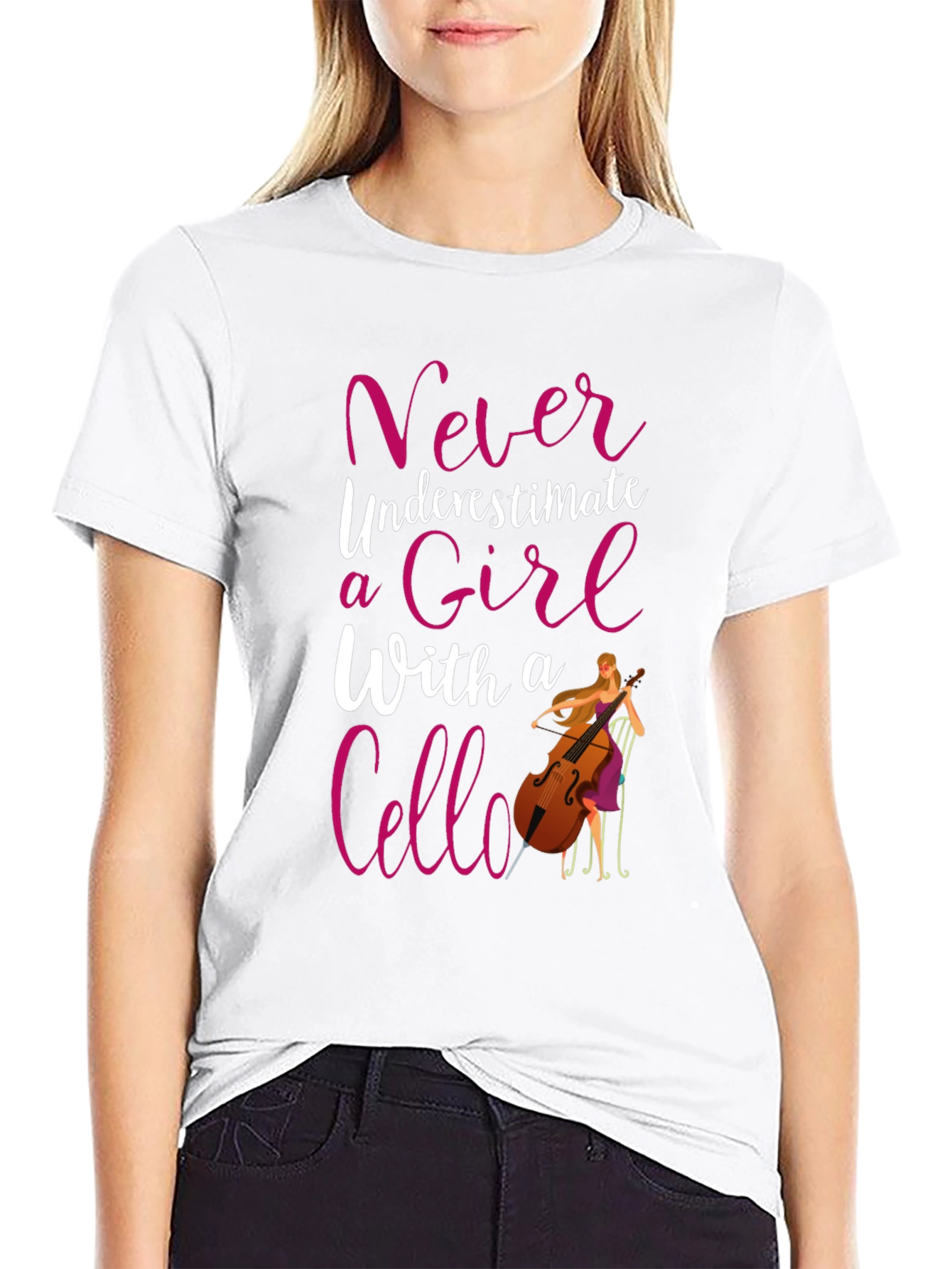 Never Underestimate a Girl Cello T-Shirt
