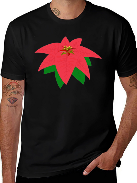 Poinsettia Graphic Tee - Black Cotton Blend