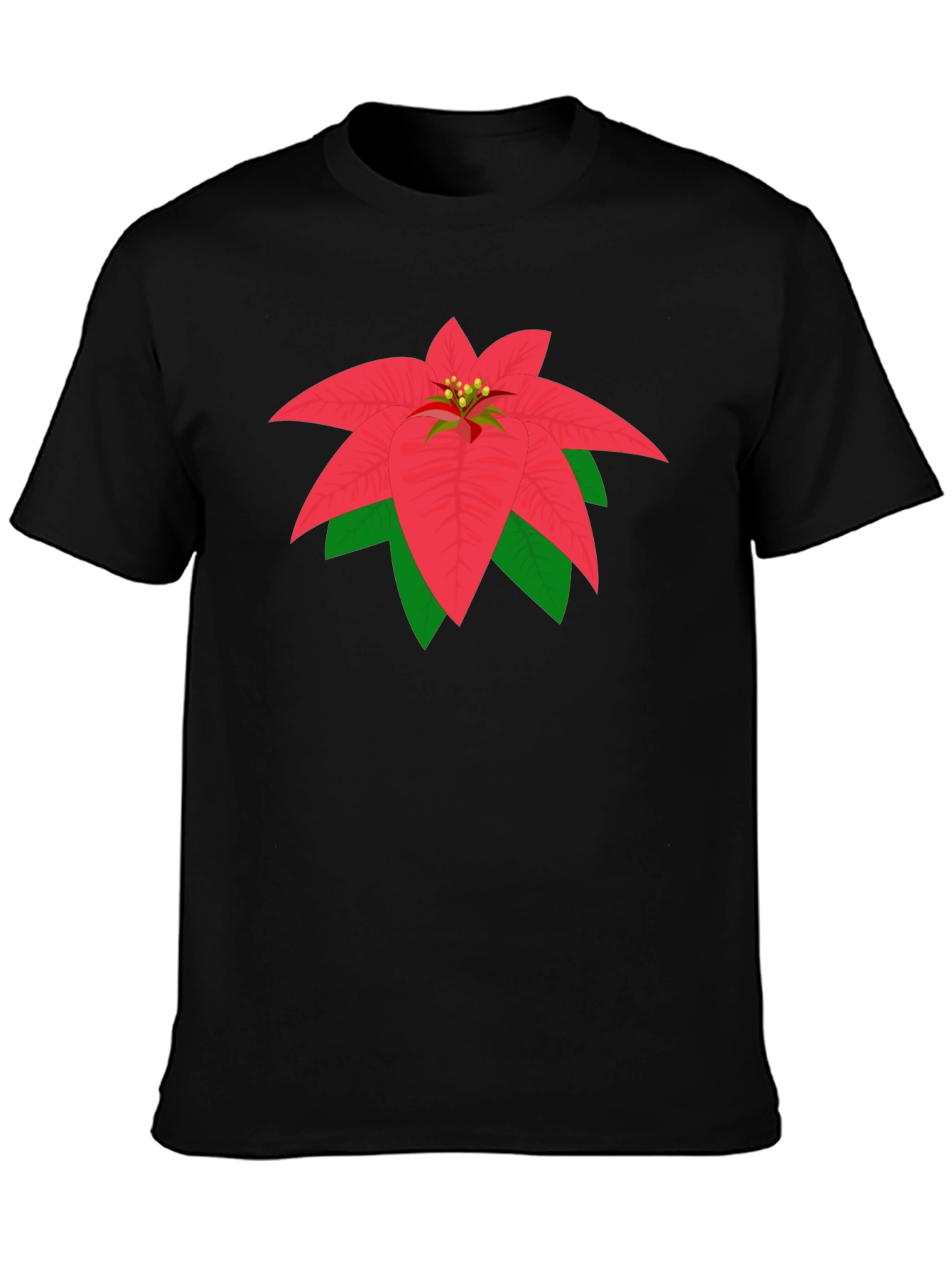 Poinsettia Graphic Tee - Black Cotton Blend