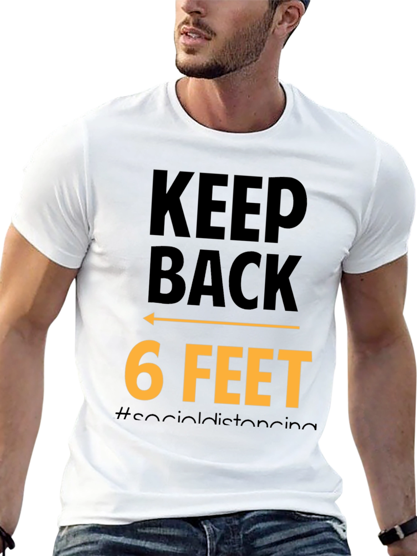 Keep Back 6 Feet Social Distancing Black T-Shirt