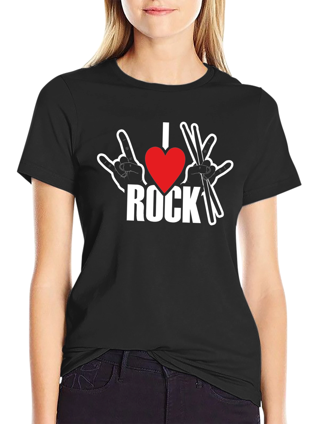 I Heart Rock Music T-Shirt Black