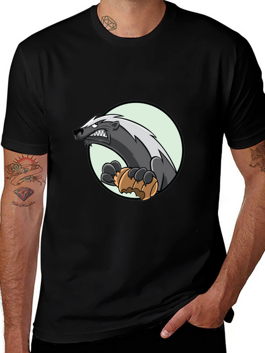 Badger Cartoon Graphic Tee - Black