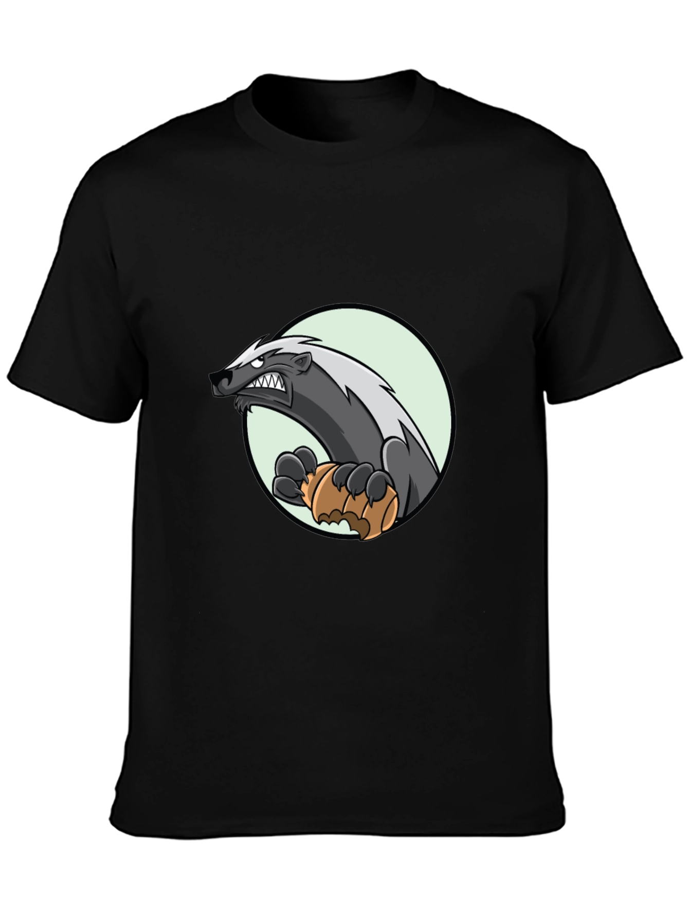 Badger Cartoon Graphic Tee - Black