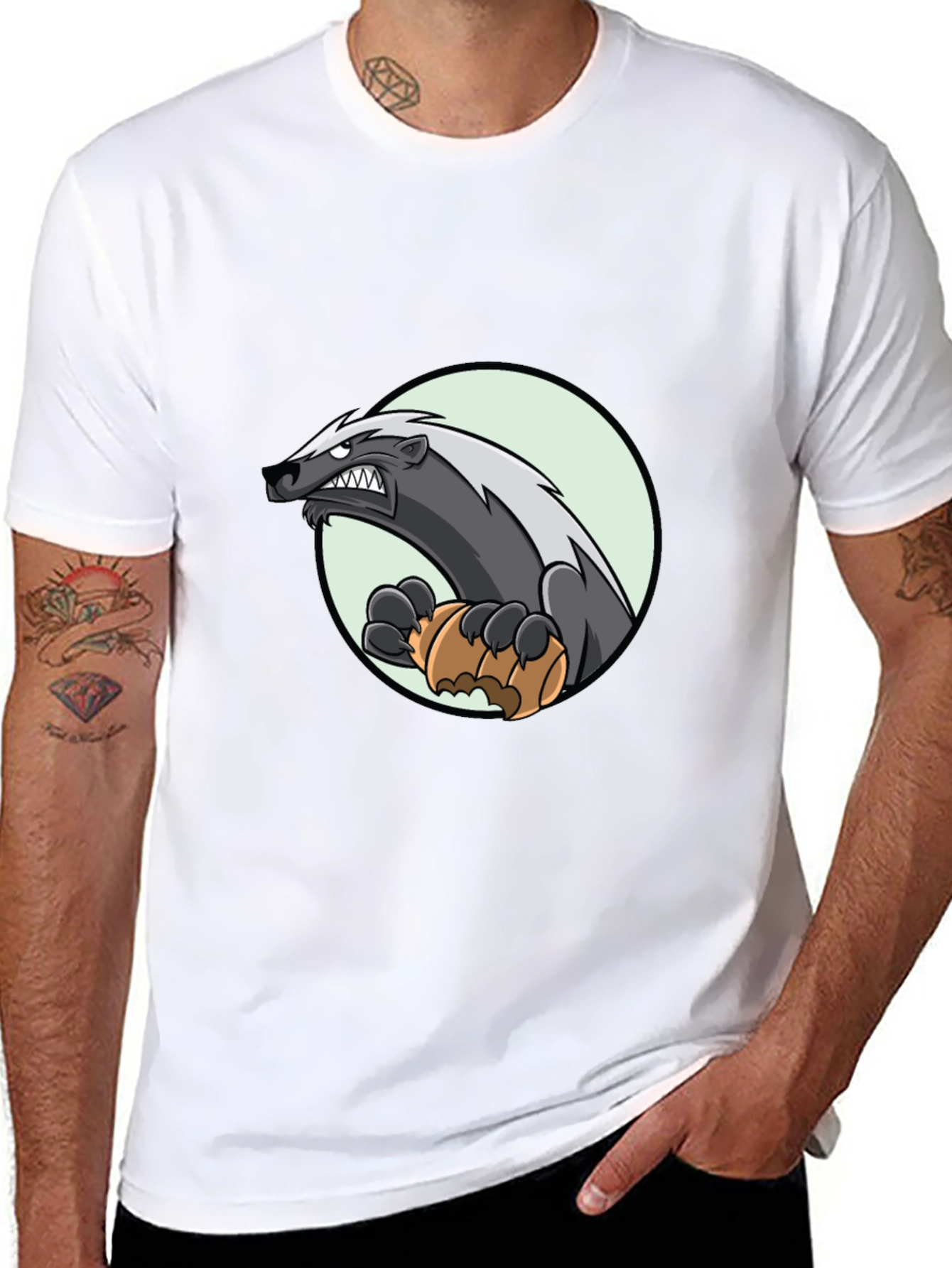 Badger Cartoon Graphic Tee - Black