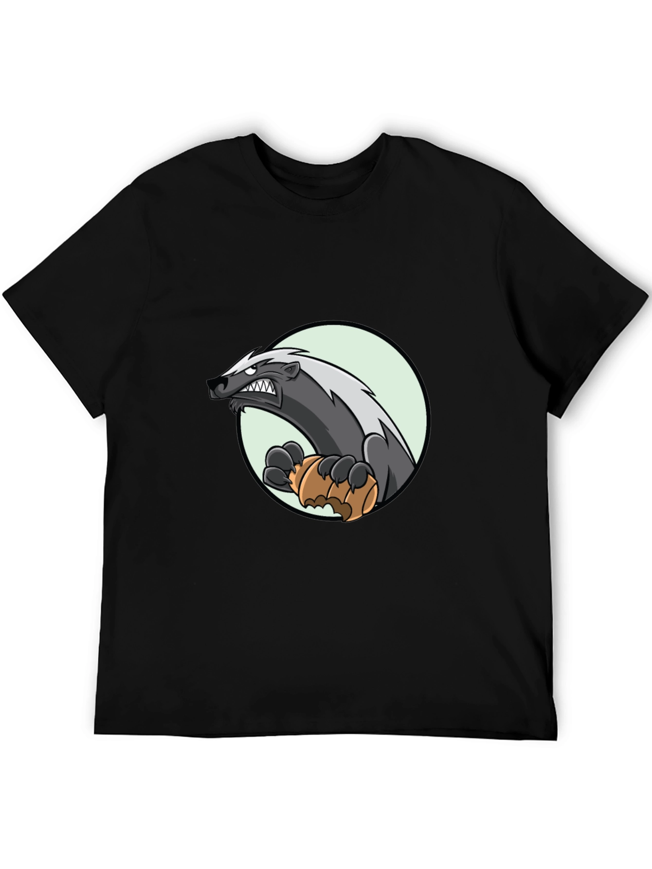 Badger Cartoon Graphic Tee - Black