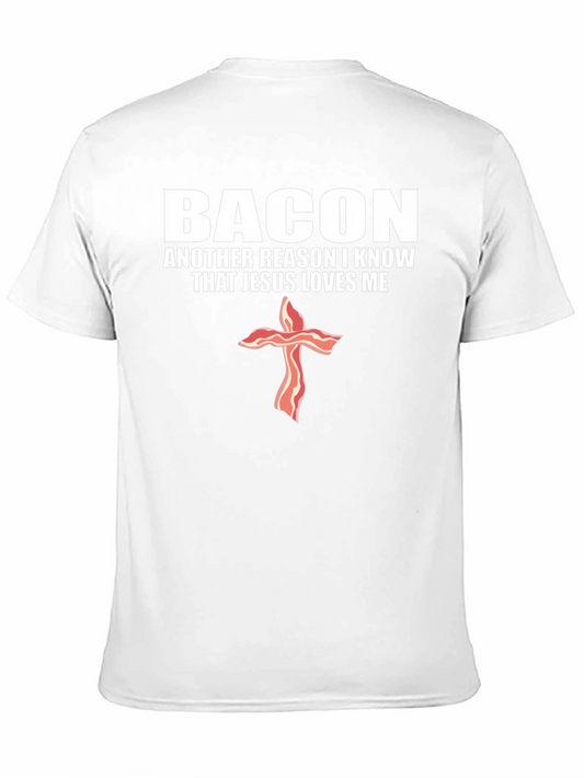 Bacon Jesus Loves Me Black T-Shirt
