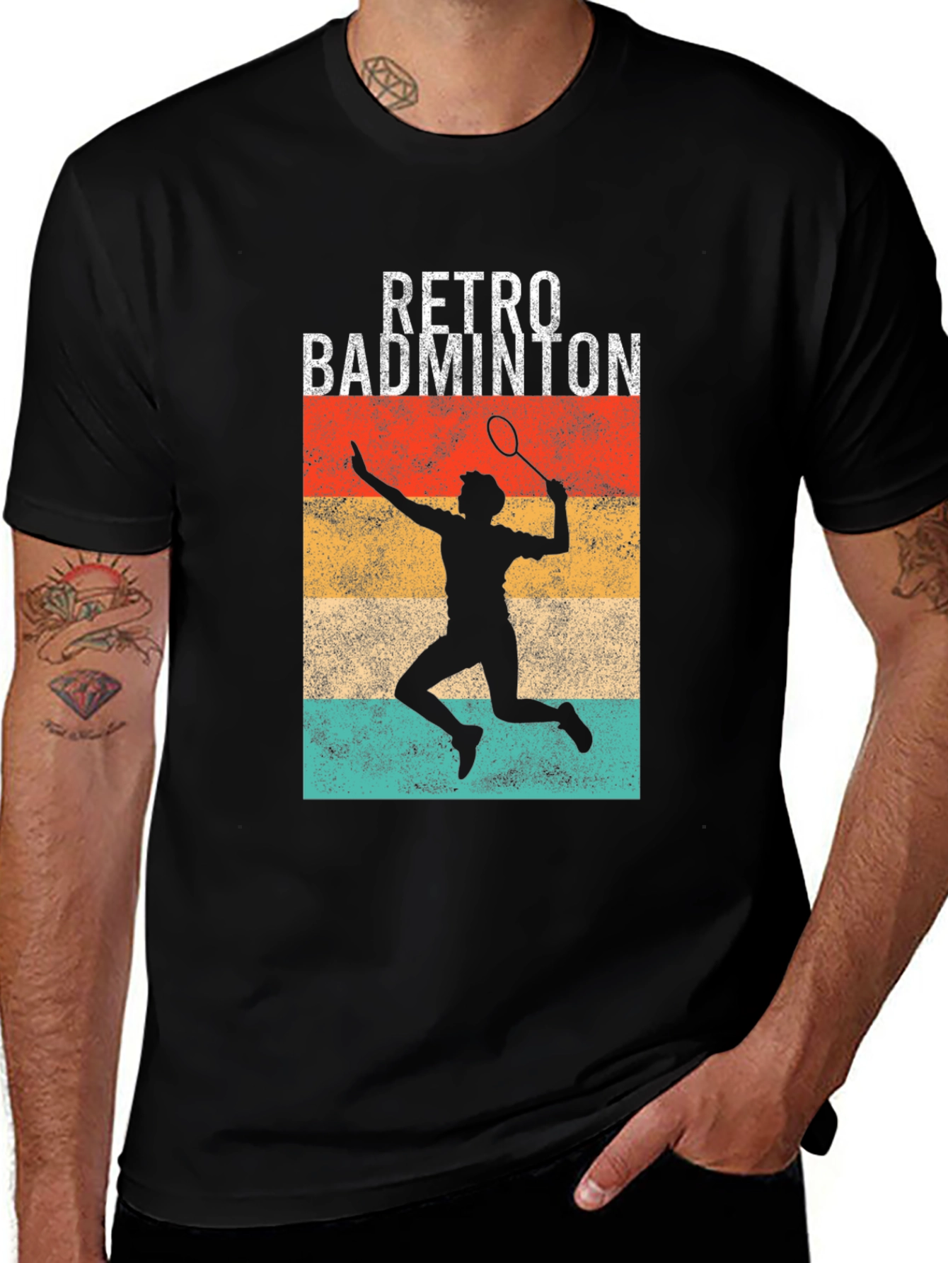 Retro Badminton Player Graphic Tee