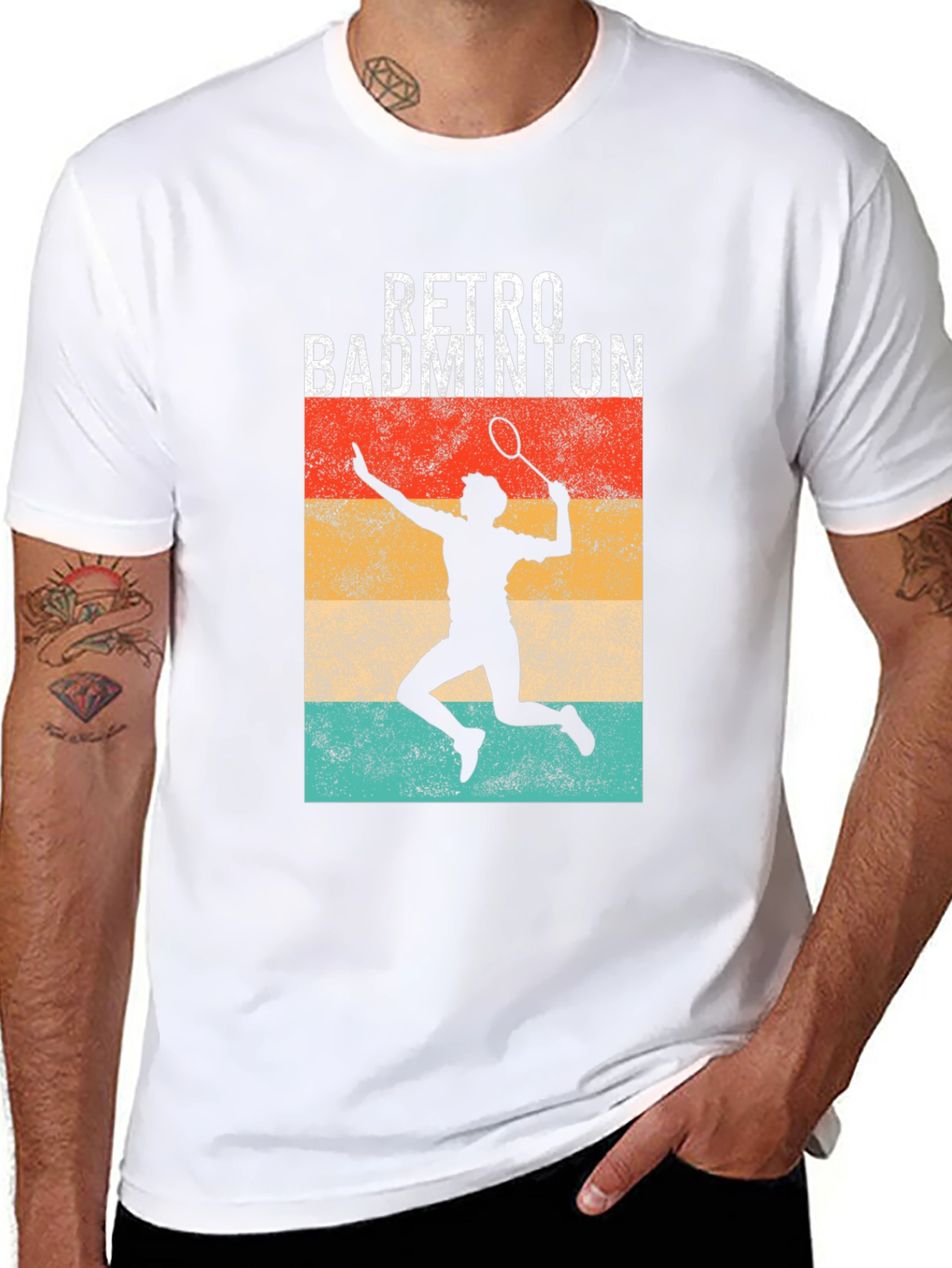 Retro Badminton Player Graphic Tee
