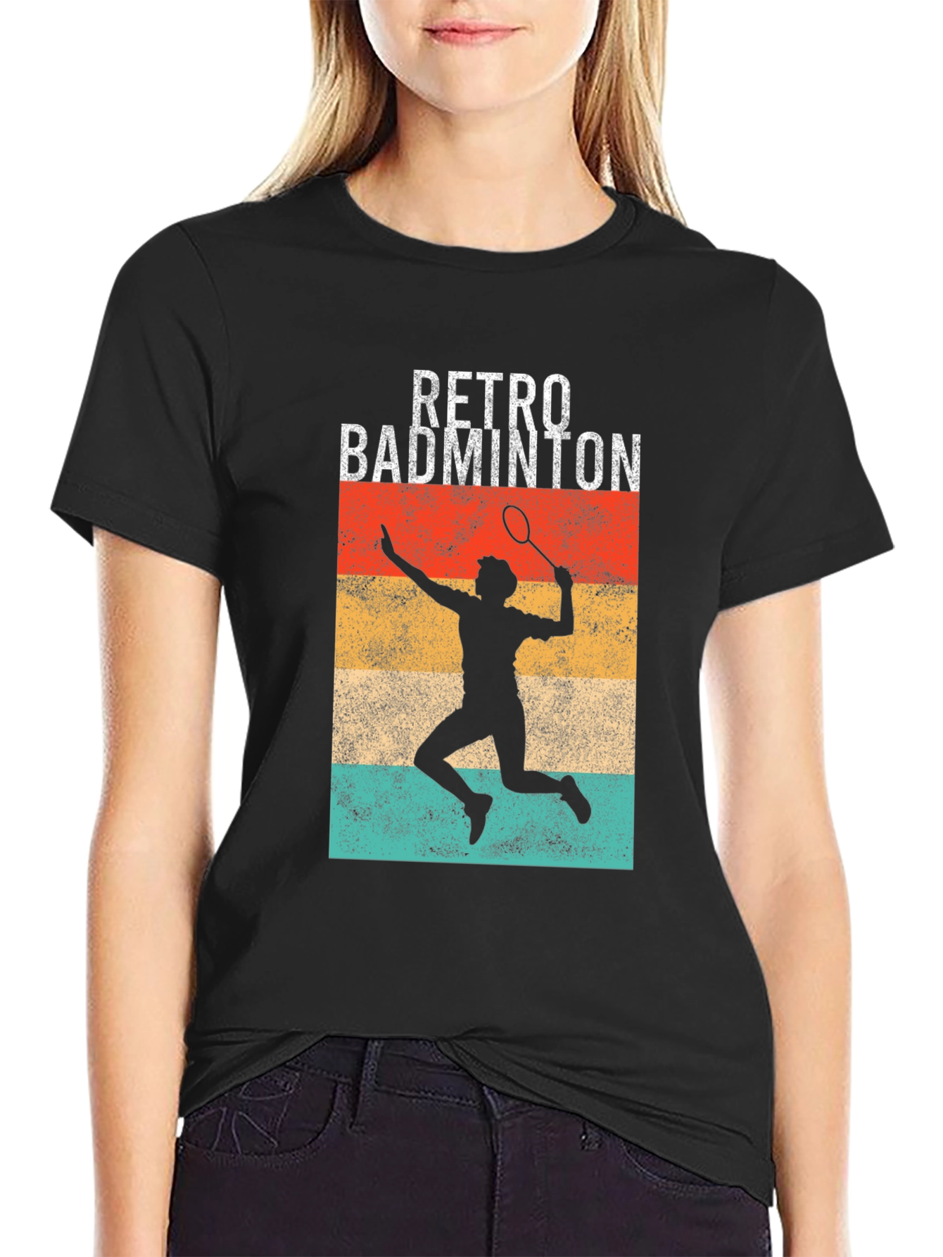 Retro Badminton Player Graphic Tee