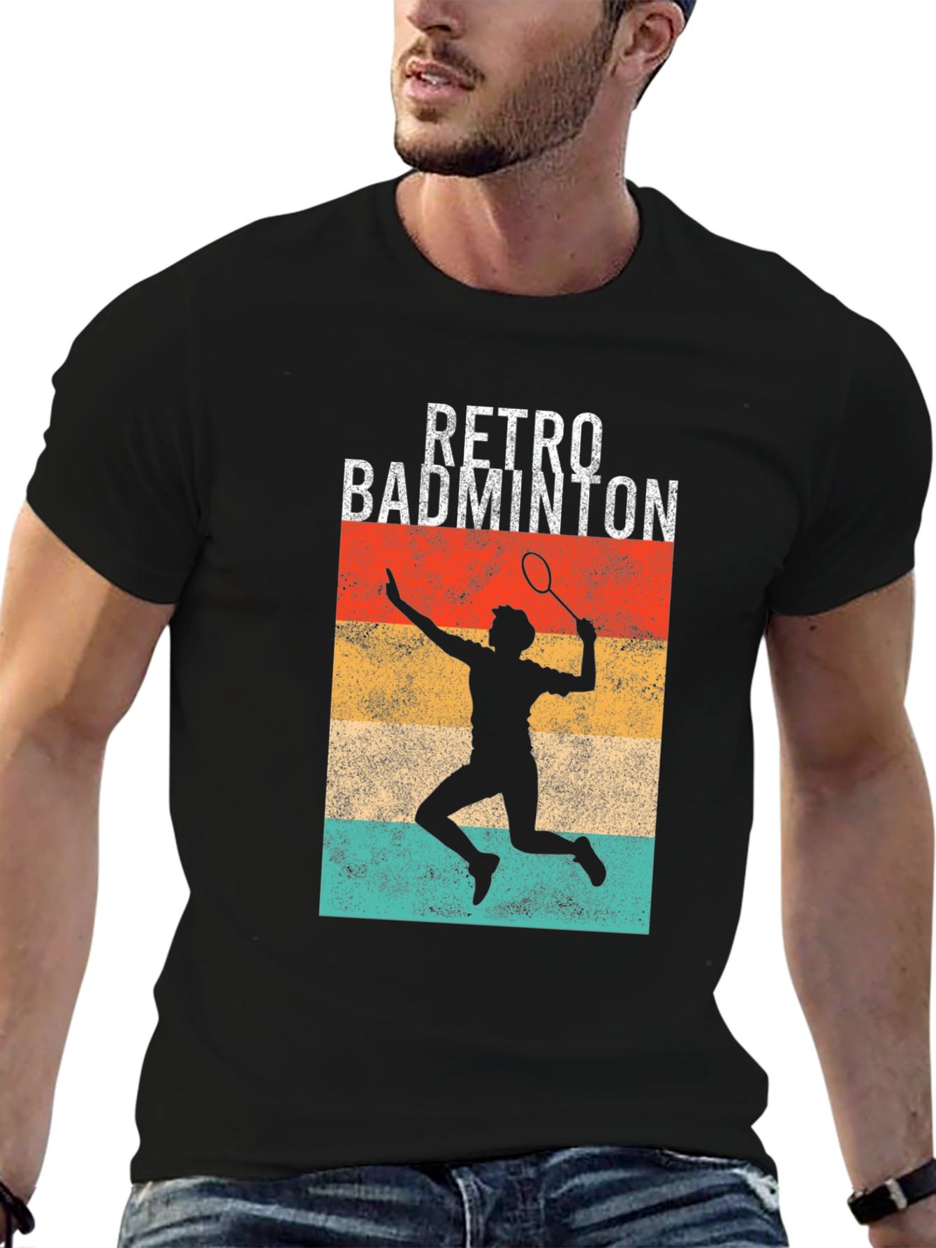Retro Badminton Player Graphic Tee