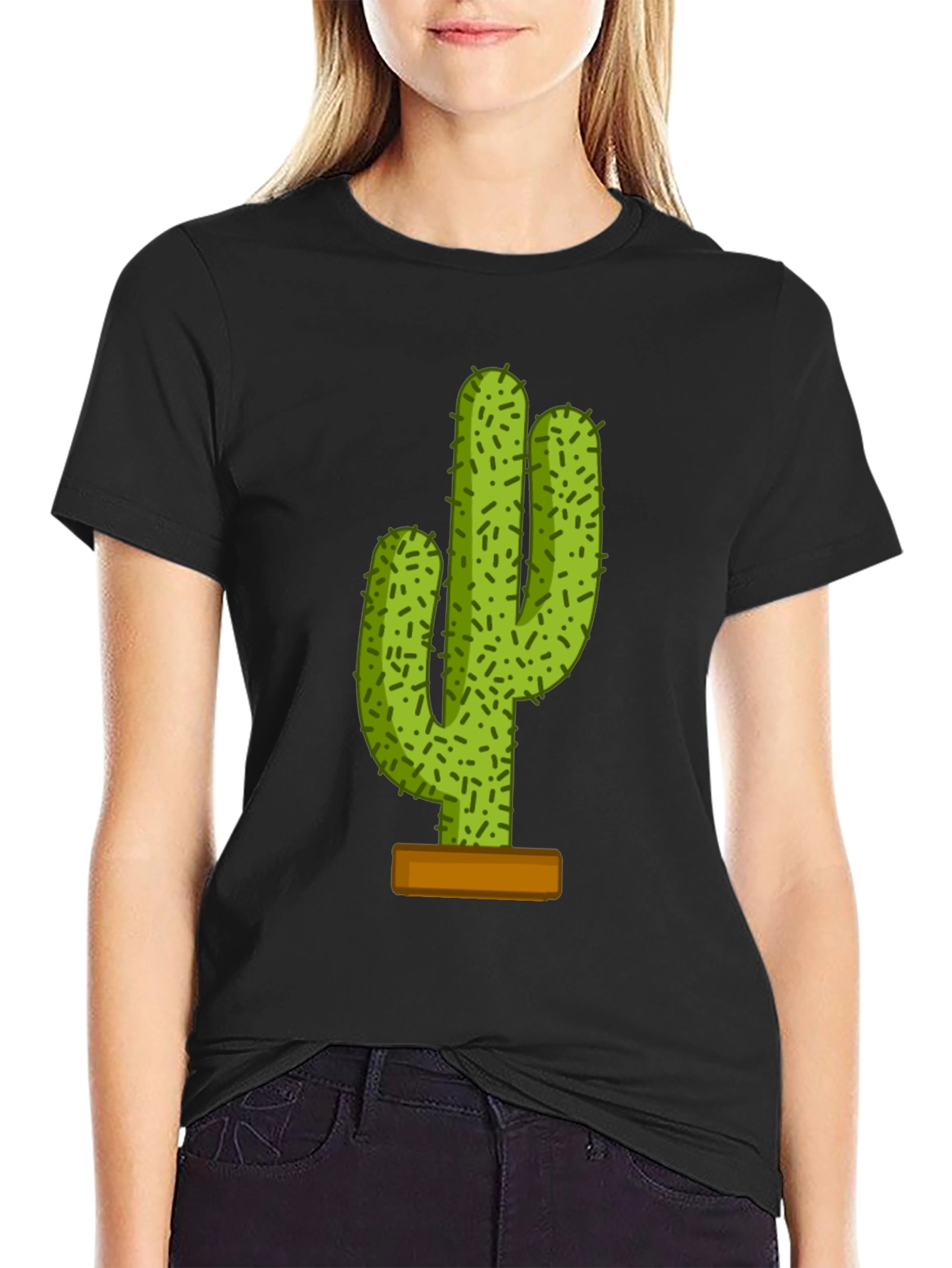Cactus Graphic Tee - Trendy Black T-Shirt