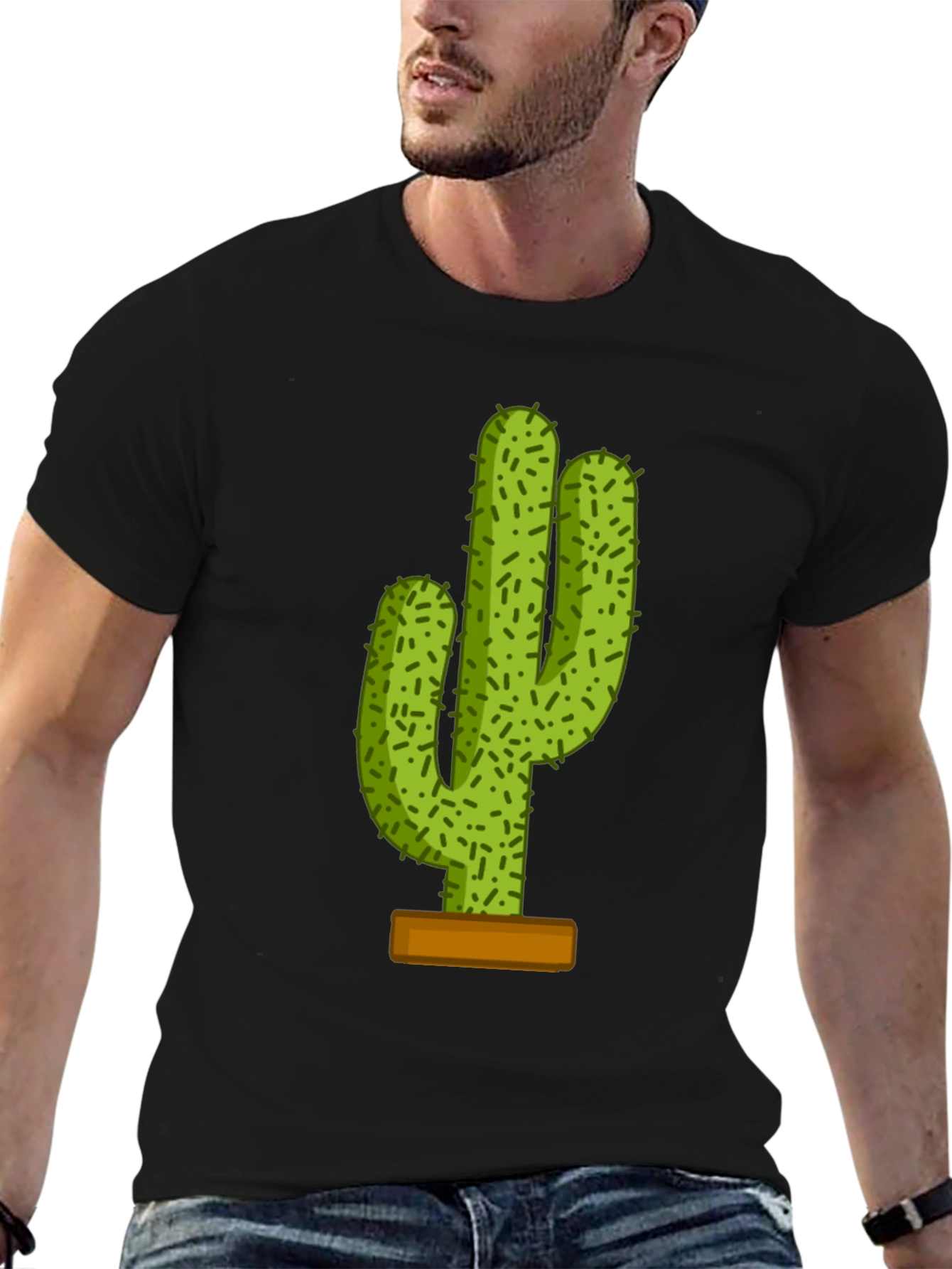 Cactus Graphic Tee - Trendy Black T-Shirt