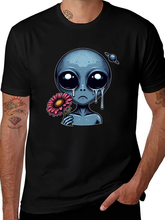 Sad Alien Flower Graphic T-Shirt