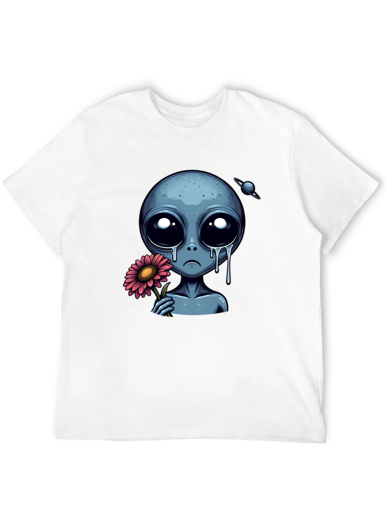 Sad Alien Flower Graphic T-Shirt