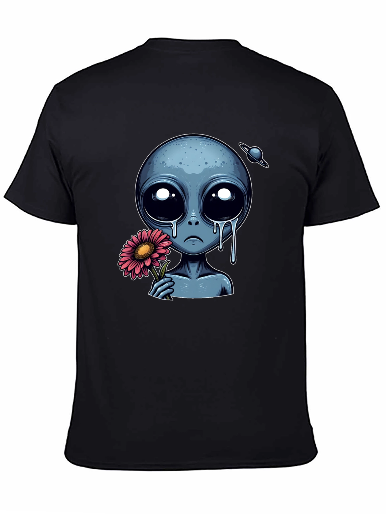 Sad Alien Flower Graphic T-Shirt
