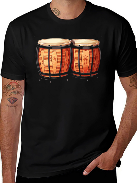 Bongo Drum Graphic Tee - Music Lovers Black T-Shirt