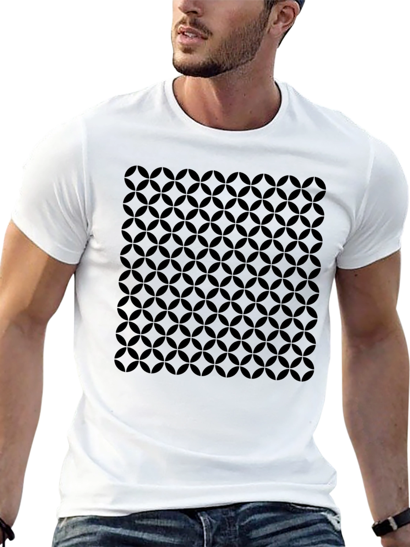 Stylish Black Circle Pattern T-Shirt