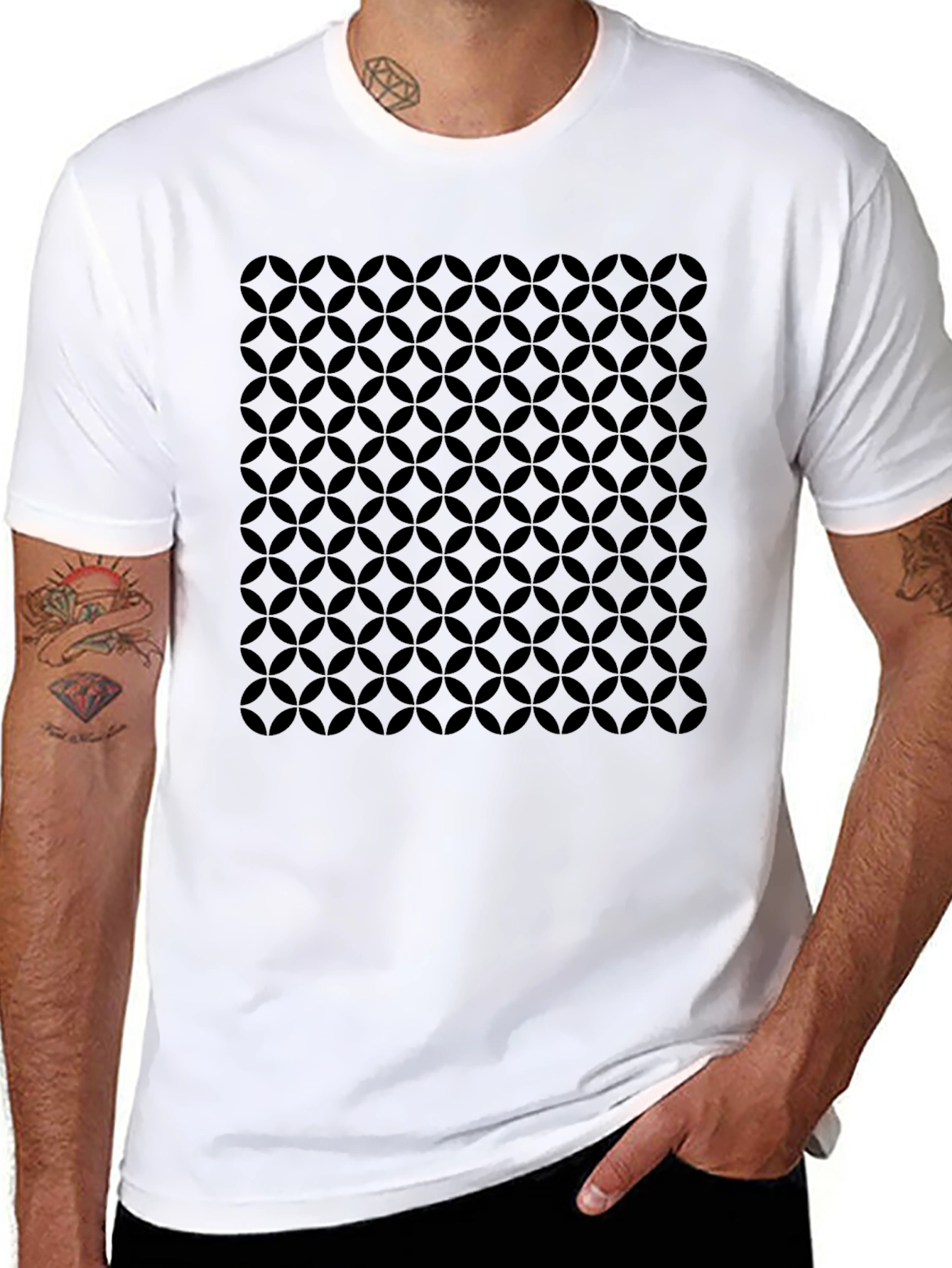 Stylish Black Circle Pattern T-Shirt