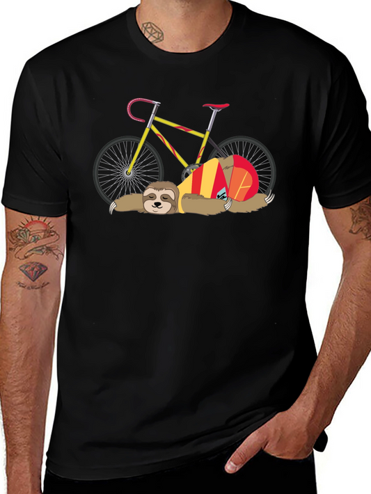 Sloth Cyclist Graphic T-Shirt - Unisex Black Tee