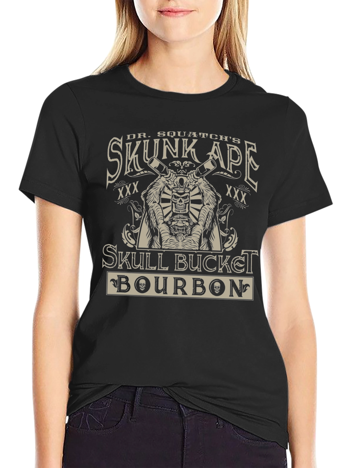 Skunk Ape Skull Bucket Bourbon Graphic Tee