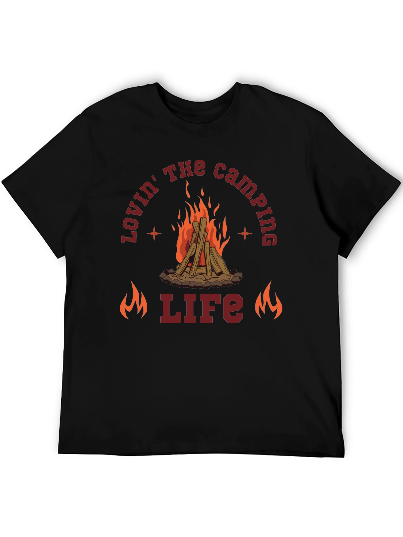 Camping Life Graphic Tee - Black Cotton T-Shirt