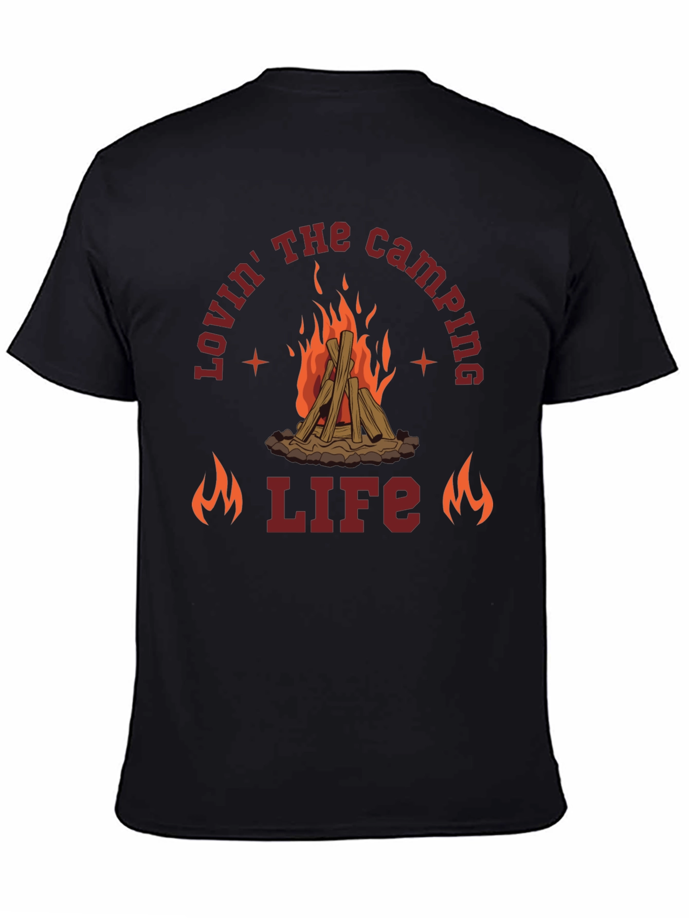 Camping Life Graphic Tee - Black Cotton T-Shirt