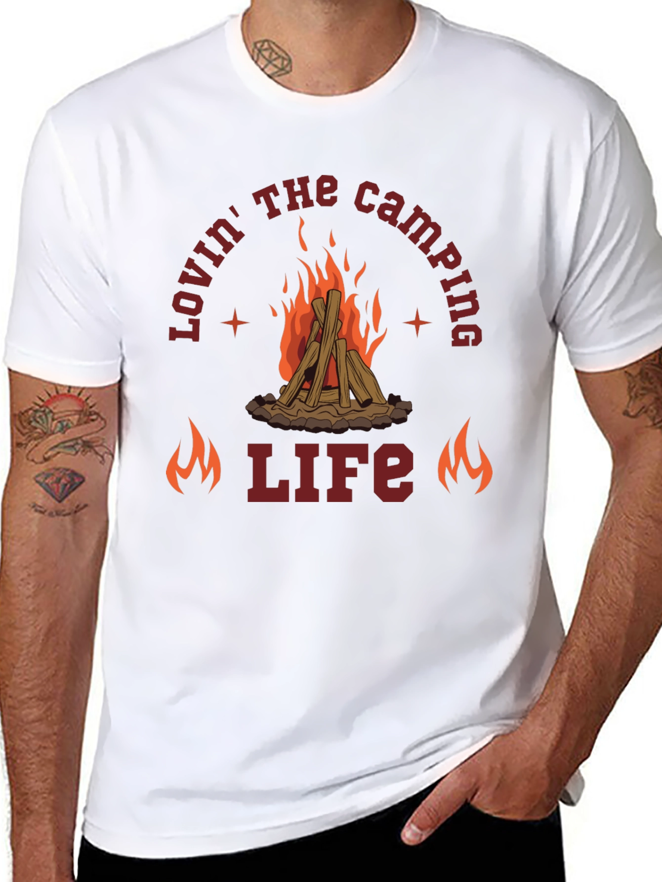 Camping Life Graphic Tee - Black Cotton T-Shirt