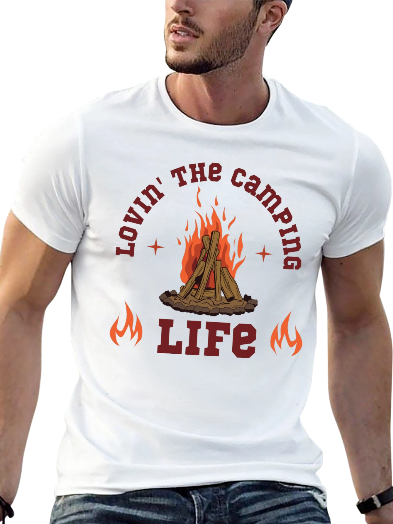 Camping Life Graphic Tee - Black Cotton T-Shirt
