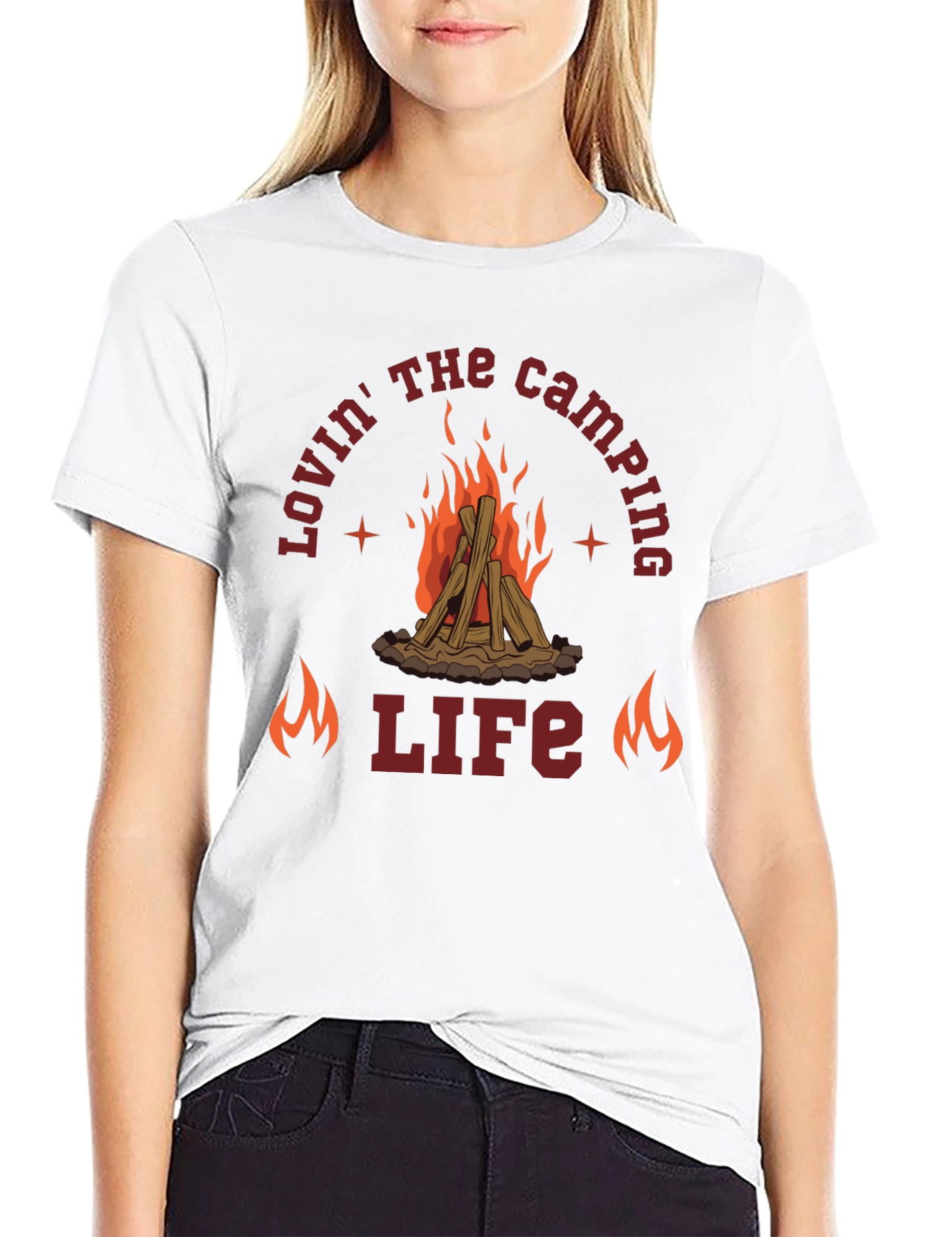 Camping Life Graphic Tee - Black Cotton T-Shirt