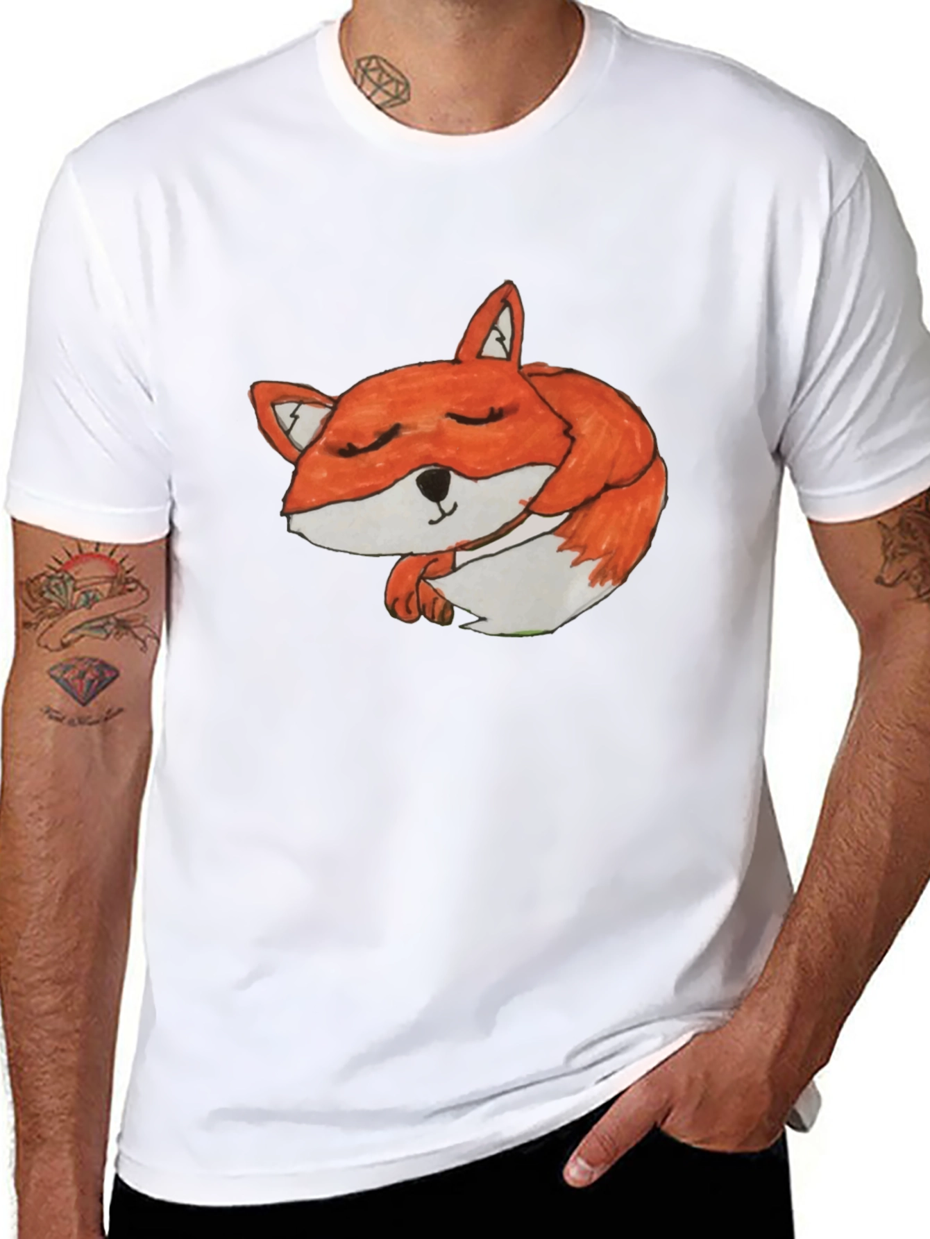 Sleeping Fox Graphic Tee - Soft Cotton Comfort
