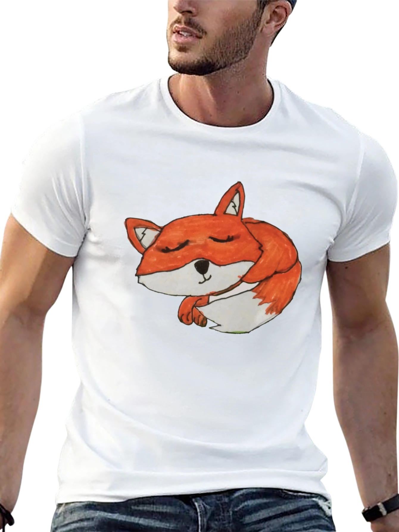 Sleeping Fox Graphic Tee - Soft Cotton Comfort