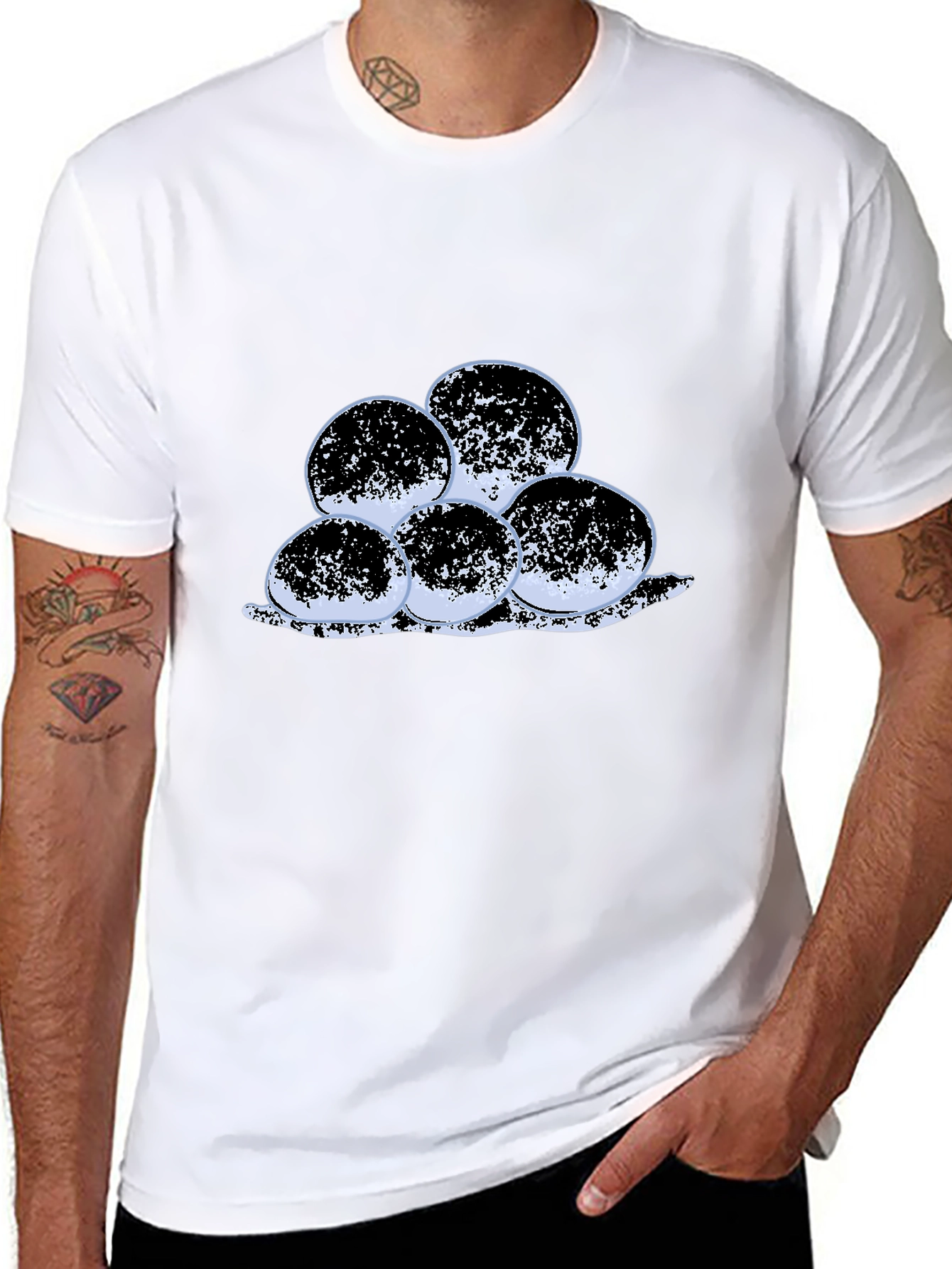 Unique Round Design Black T-Shirt