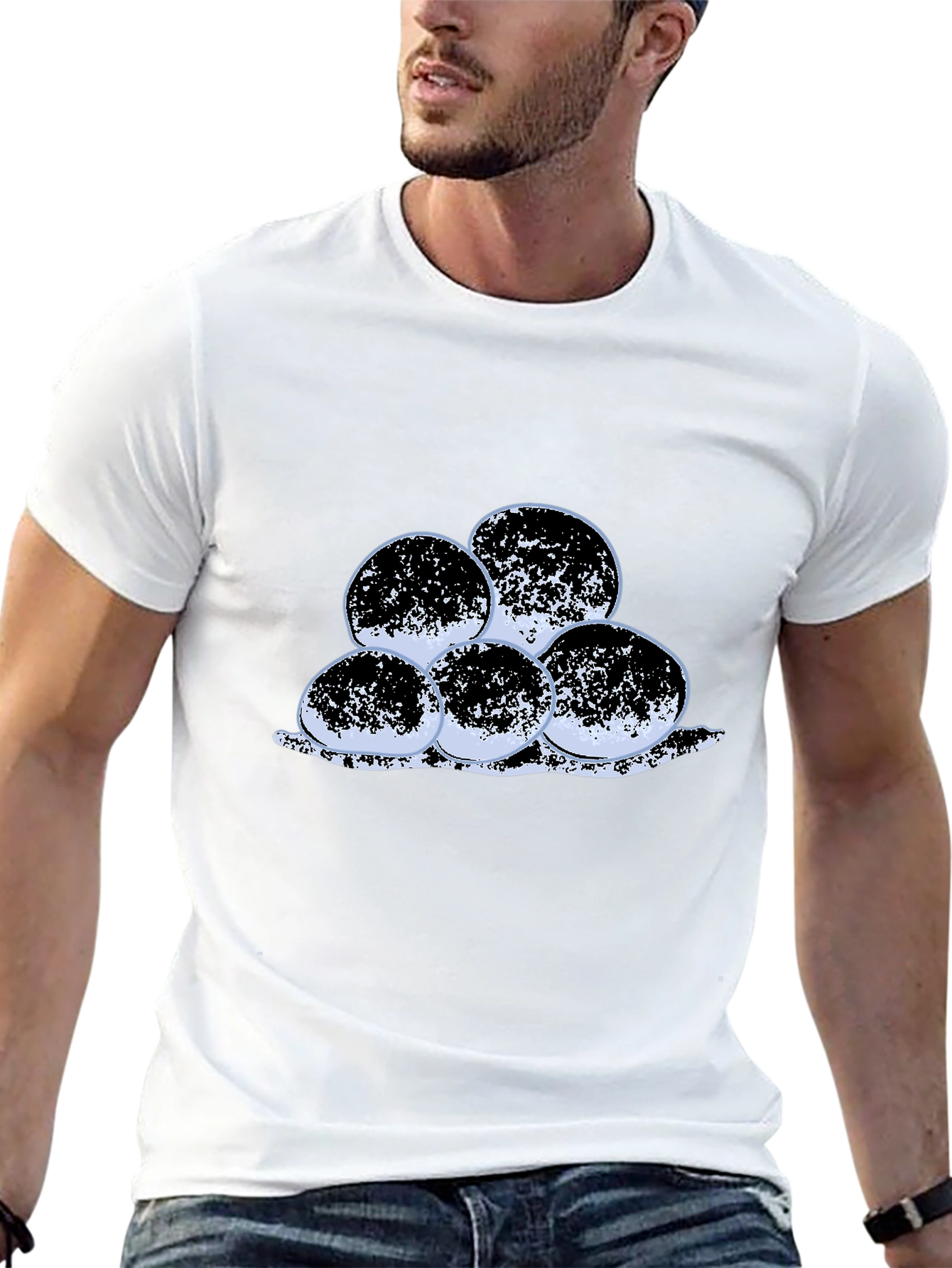 Unique Round Design Black T-Shirt