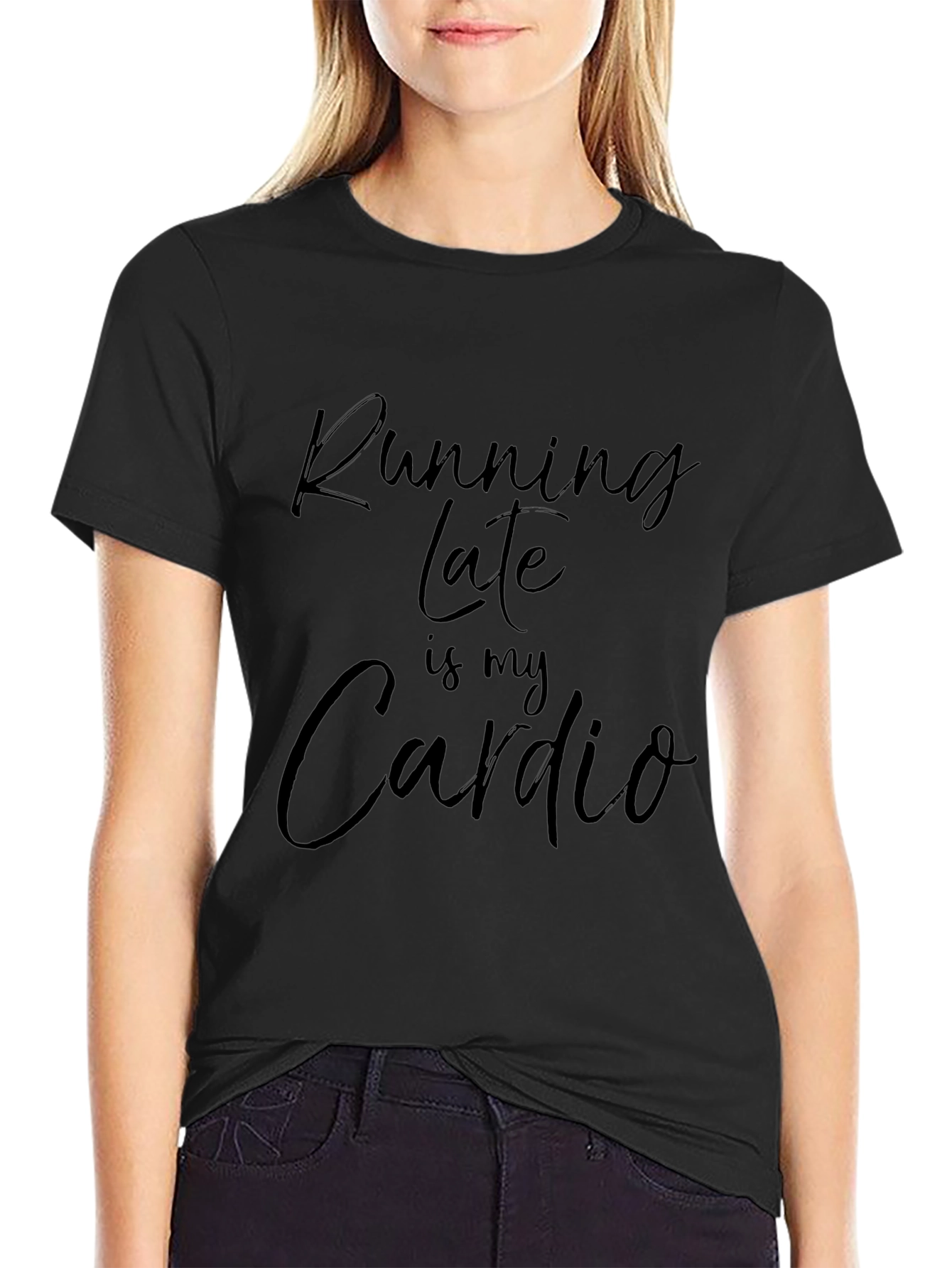 Running Late Is My Cardio Mens Black T-Shirt