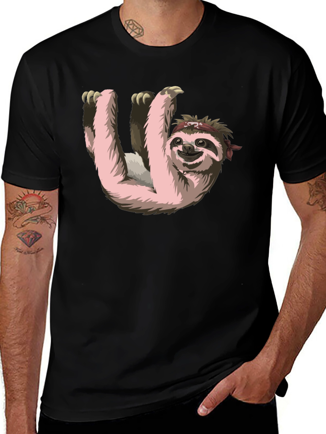 Sloth Ninja T-Shirt - Black Cotton Tee