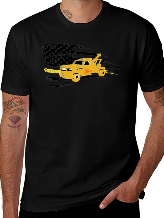 Tow Truck American Flag Graphic Tee