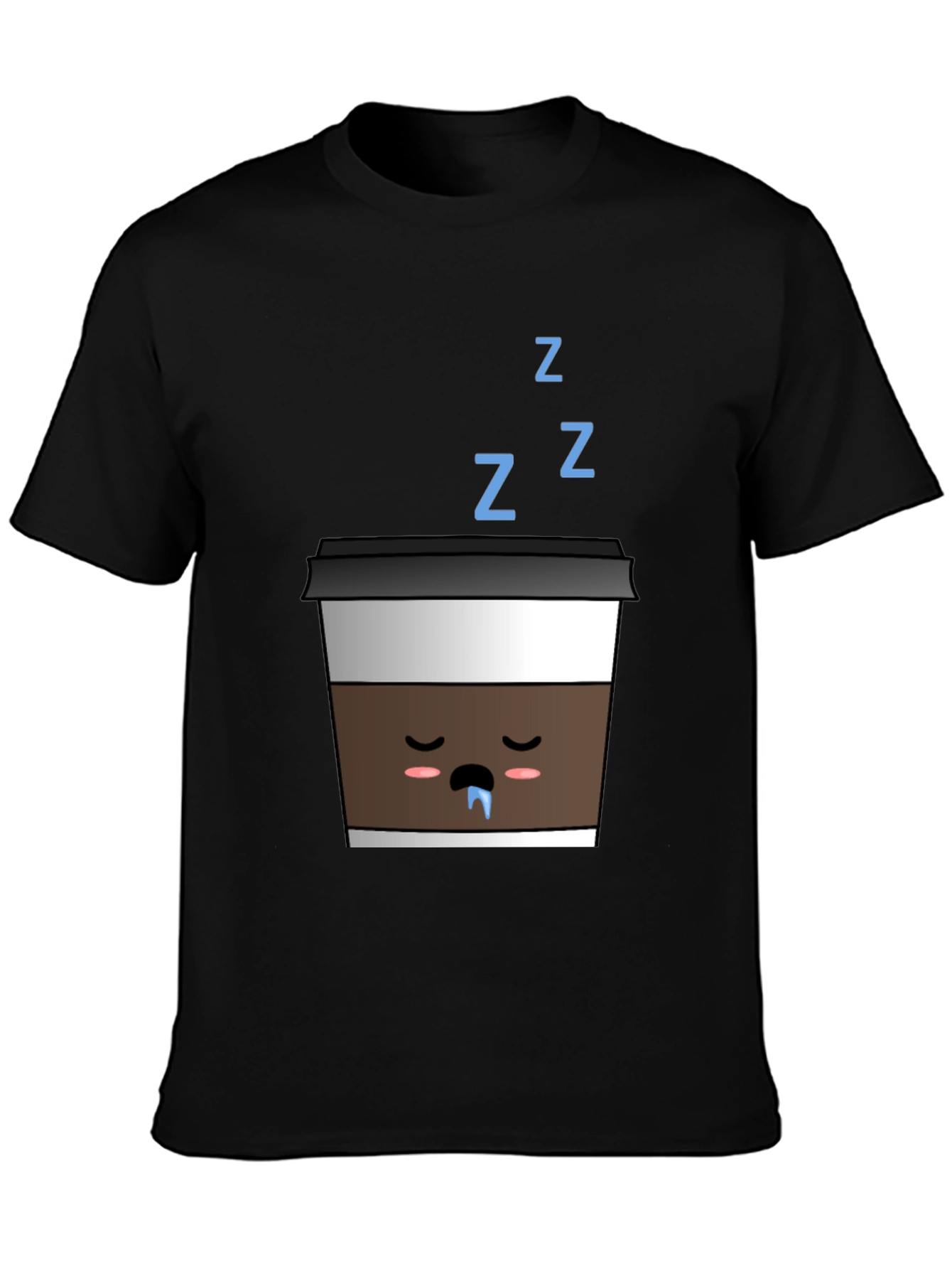 Sleeping Coffee Cup T-Shirt - Black Cute Kawaii Style