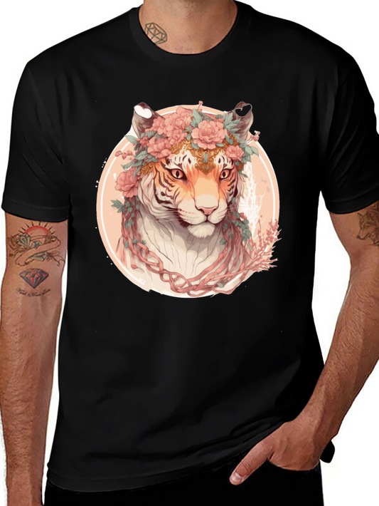 Floral Tiger Graphic T-Shirt - Unique Artistic Design