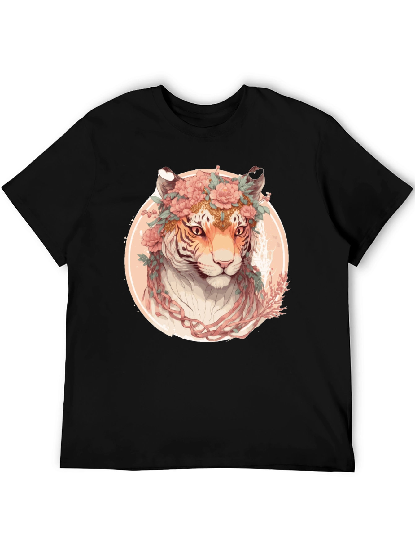 Floral Tiger Graphic T-Shirt - Unique Artistic Design