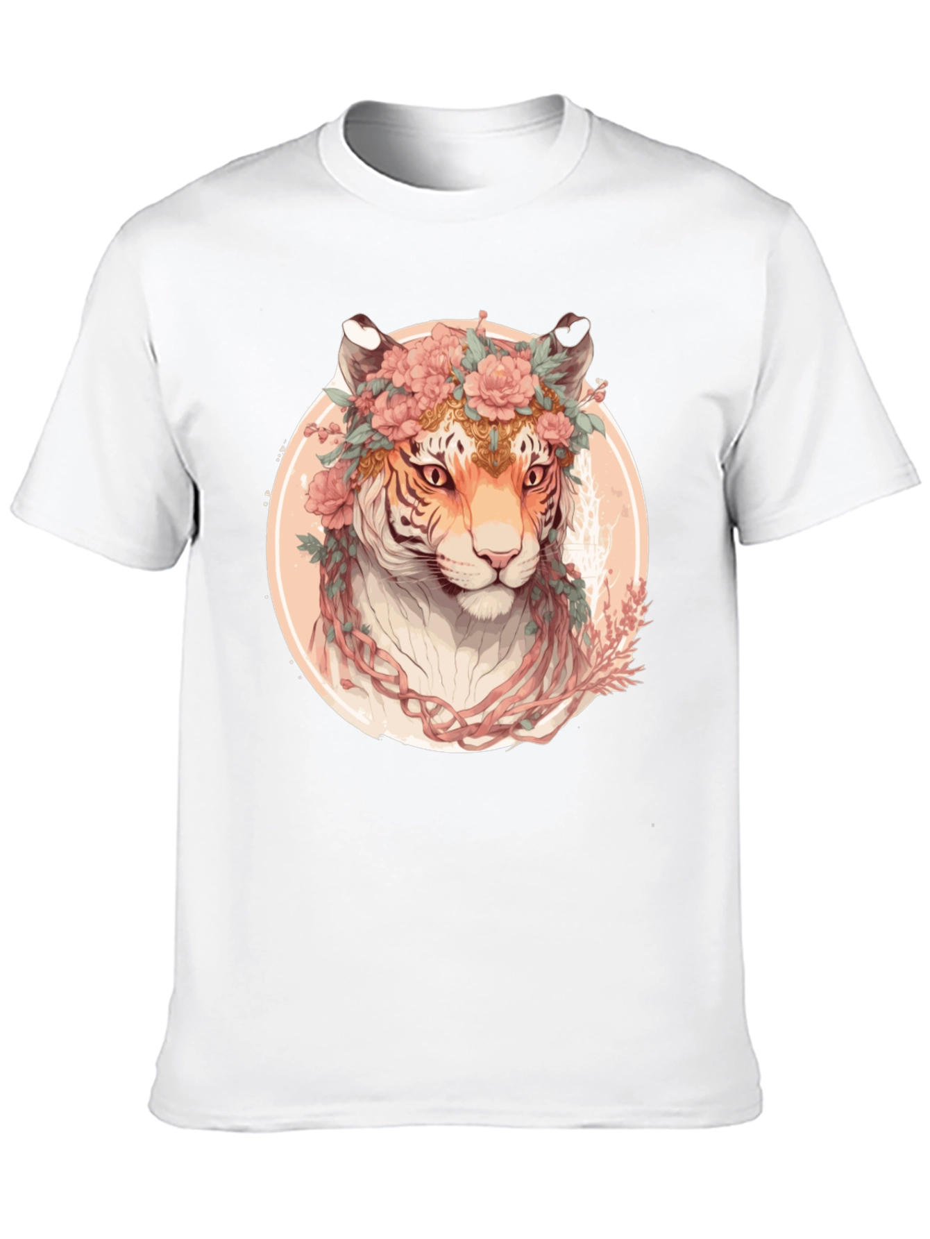 Floral Tiger Graphic T-Shirt - Unique Artistic Design