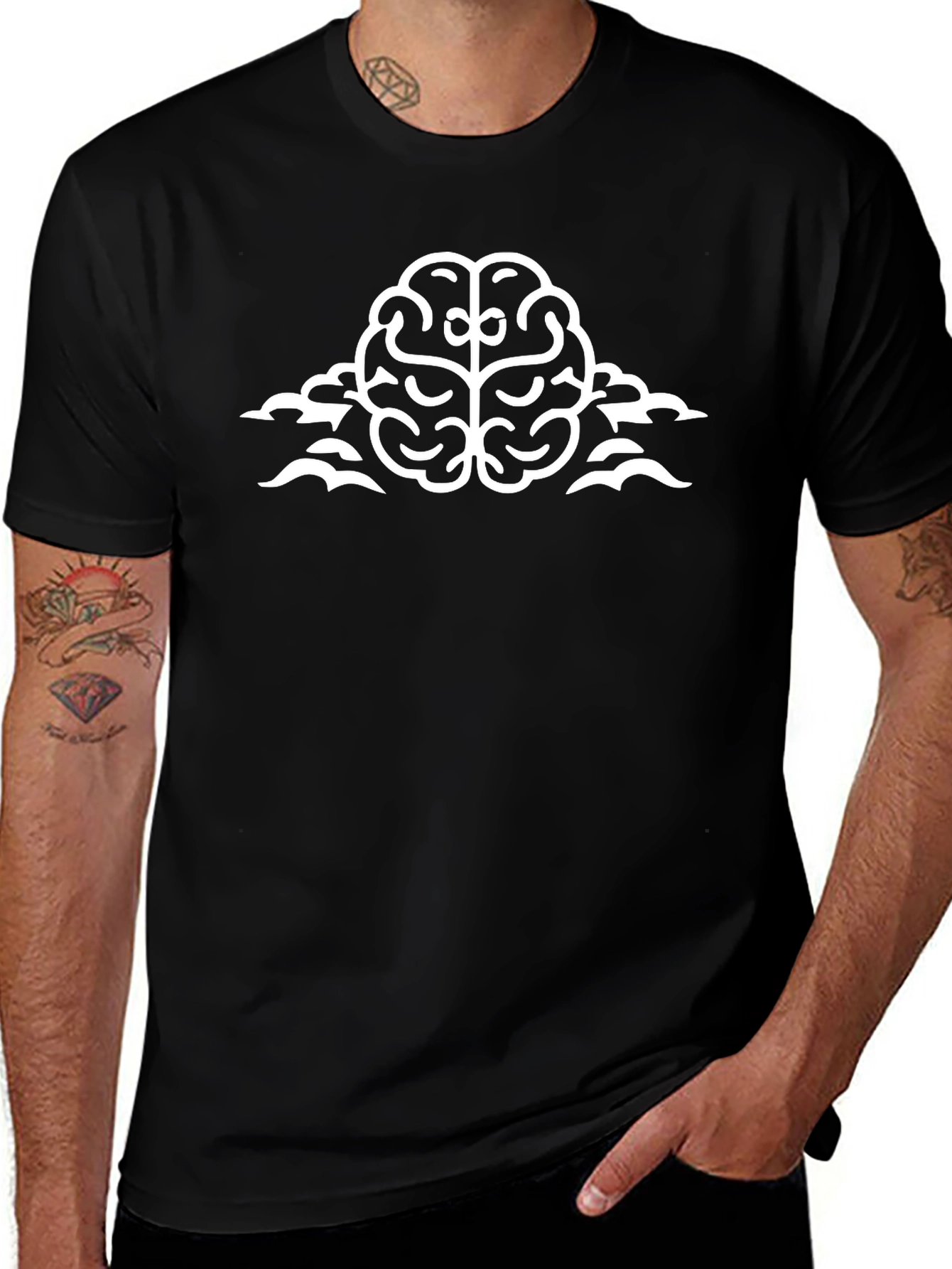 Brain Cloud T-Shirt - Black Crew Neck Tee