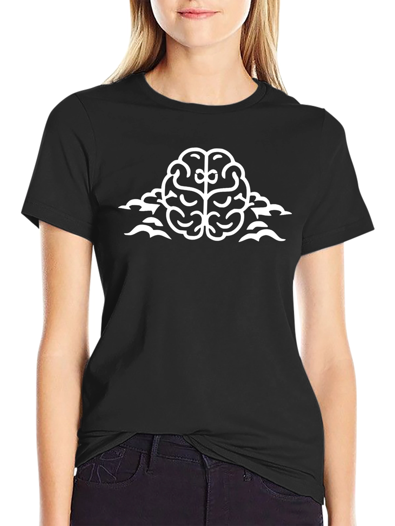 Brain Cloud T-Shirt - Black Crew Neck Tee