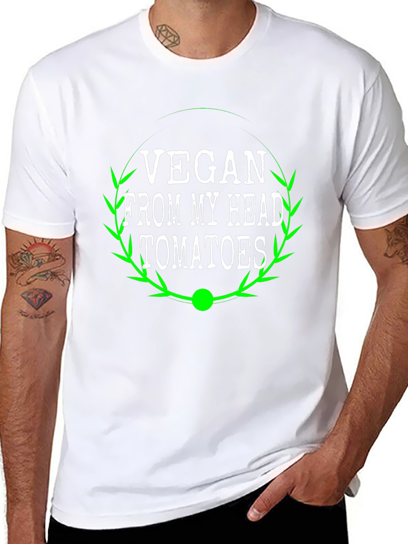 Vegan From My Head Tomatoes Graphic Tee - Black