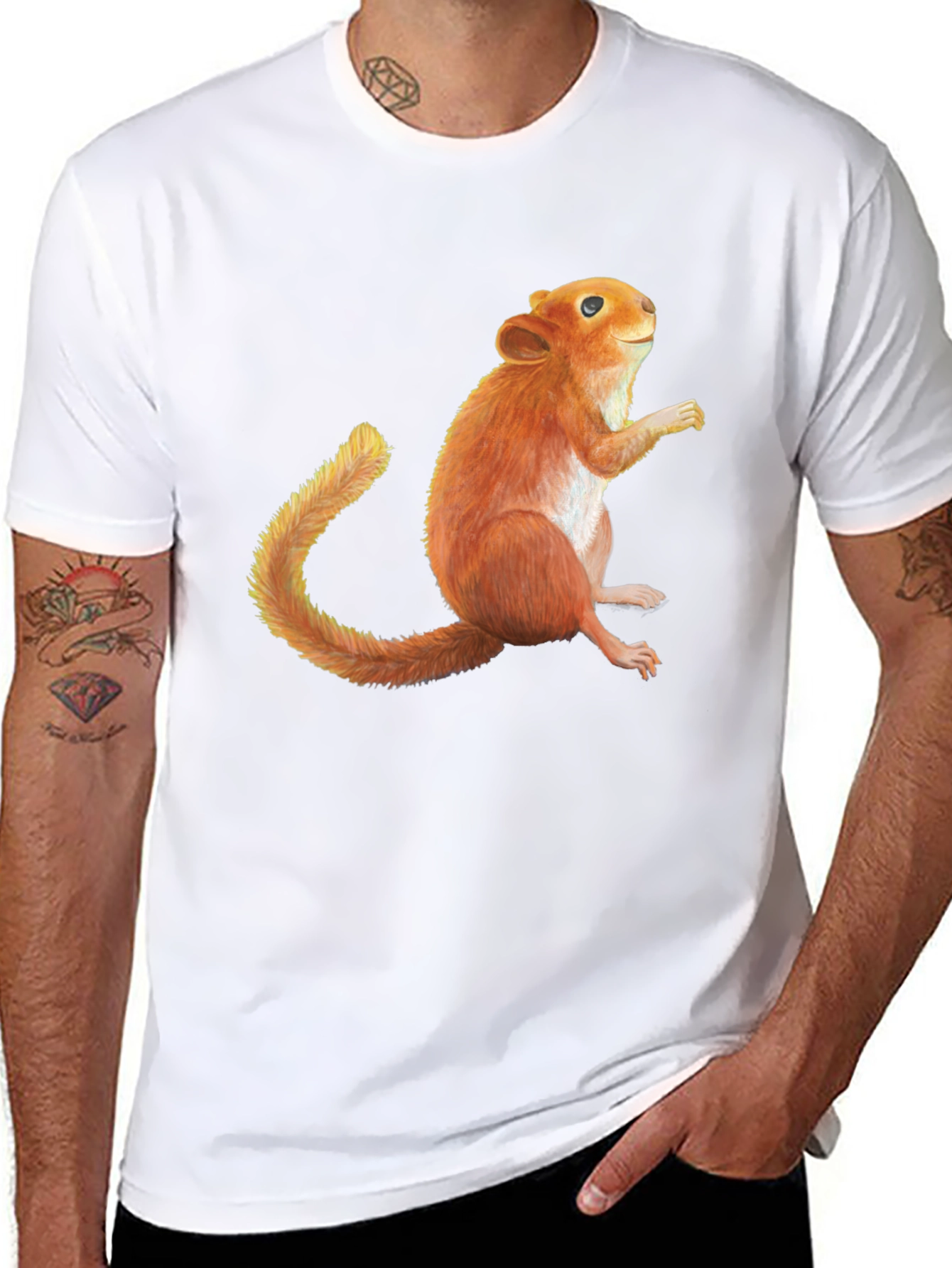 Squirrel Graphic Print Black T-Shirt